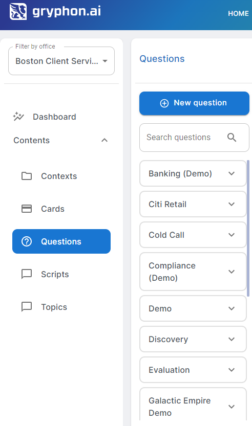 Gryphon ONE Battle Card Questions Panel