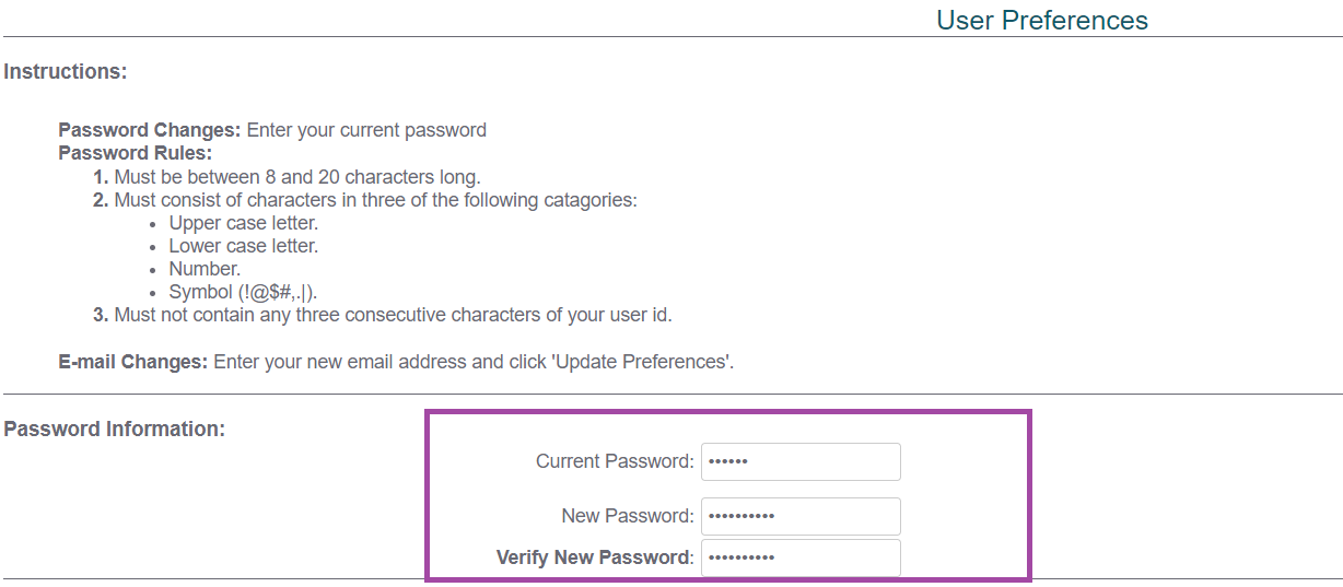 user preferences