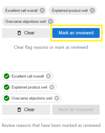 mark as reviewed button
