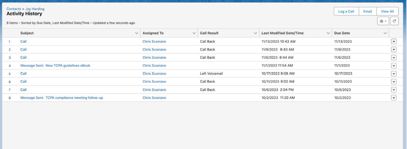 activity history